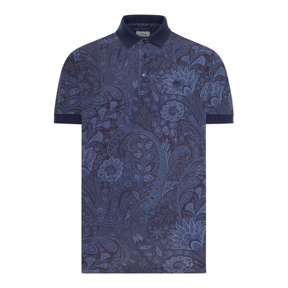 Etro Men Cotton Piquet Polo Shirt With Paisley Print